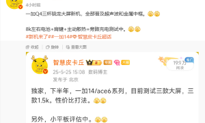 曝一加年底将发布三款骁龙大屏机：超声波＋8K电池