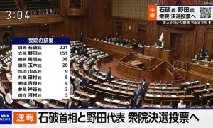 日本首相指名选举进入决胜轮 将在石破茂和野田佳彦中选出