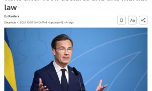 外媒：鉴于韩国当前局势，瑞典首相推迟访韩行程