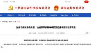 湖南省郴州市委常委黄峥嵘接受审查调查