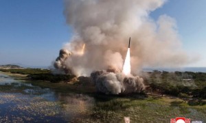 朝鲜进行远程炮及导弹系统联合打击训练 金正恩指导(图)